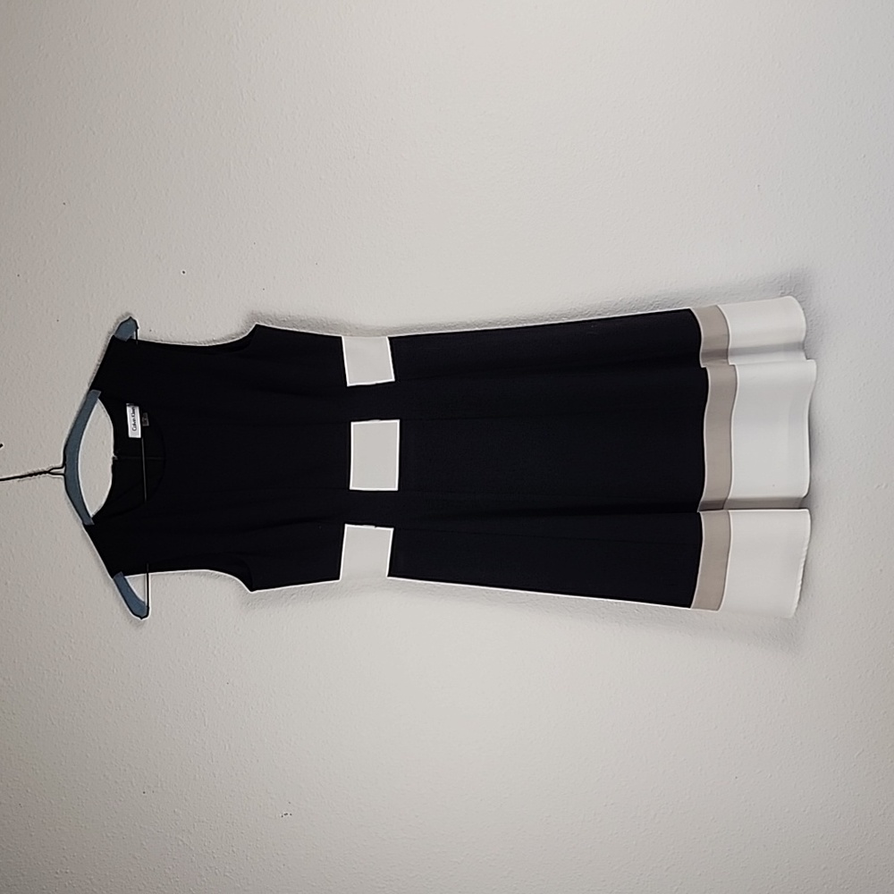 Calvin Klein Size 2 Black and White Sleeveless Dress